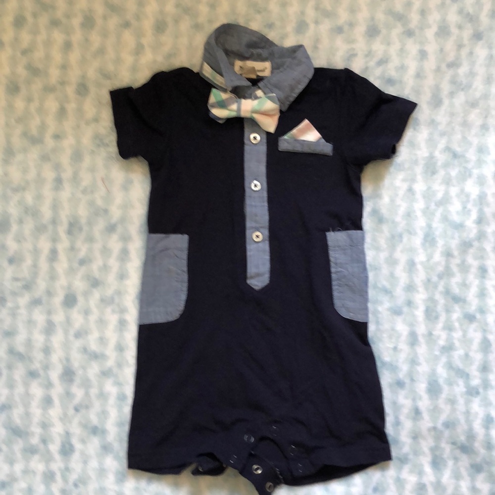 Beetle&Thread pique romper with bow tie for boys (6-9 months)